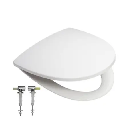 Sæde med låg til Sign i hvid plast med quick release, soft close og fast beslag