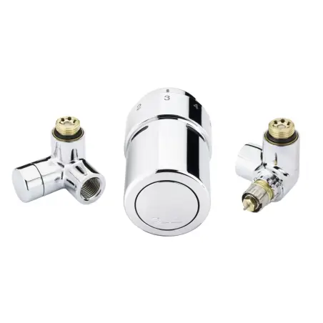 Danfoss RTX ventilsæt m/Returtermostat i højre side, Krom