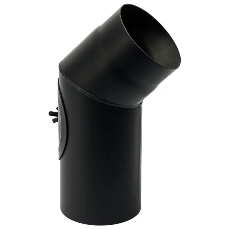 Metalbestos 130 mm knærør 45° m/renseklap sort røgrør