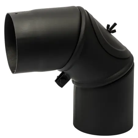 130mm knæ 90øm/smig/renselem Metalbestos Sorte røgrør