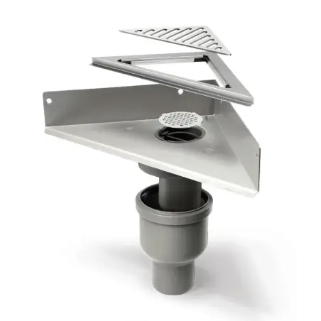 Unidrain sampak hjørne Type 2011, 10mm ramme, Column rist og 75 mm lodret udløbshus