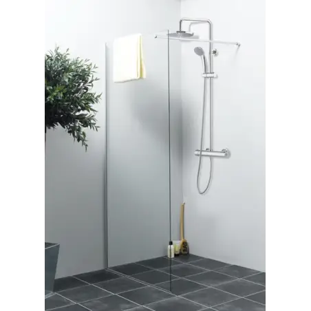 TopDesign Brusevæg 8mm, klar glas - 80x195cm - Nanobehandlet