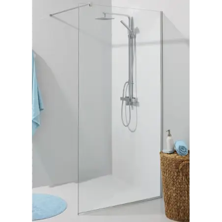 TopDesign Brusevæg 8mm, klar glas - 90x195cm - Nanobehandlet