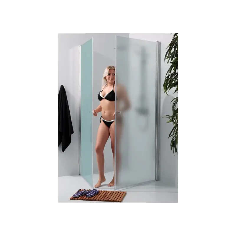 TopDesign Brusehjørne 6mm, frostet glas - 80x80x200cm - komplet sæt