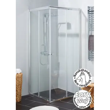 TopDesign Brusehjørne m/ skydedøre, 6mm, klar glas - 80x80x200cm - komplet sæt