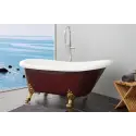 TopDesign fritstående badekar med løvefod 170 X 80 cm - Rød