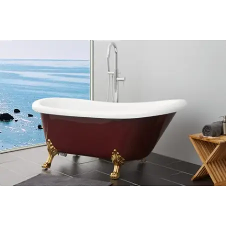 TopDesign fritstående badekar med løvefod 170 X 80 cm - Rød