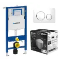 Toiletpakke m/Geberit cisterne, Me by Stack toilet m/sæde og hvid/krom/hvid trykknap