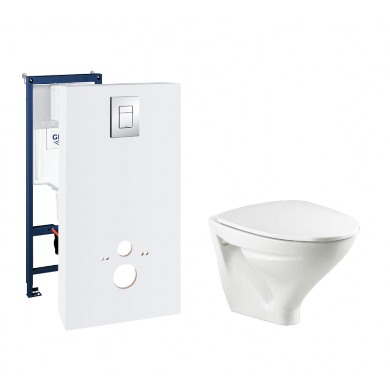 konservativ skab lærken Toiletpakke m/Grohe cisterne, Ifø Sign toilet m/sæde og krom trykknap  5.279,00 kr.