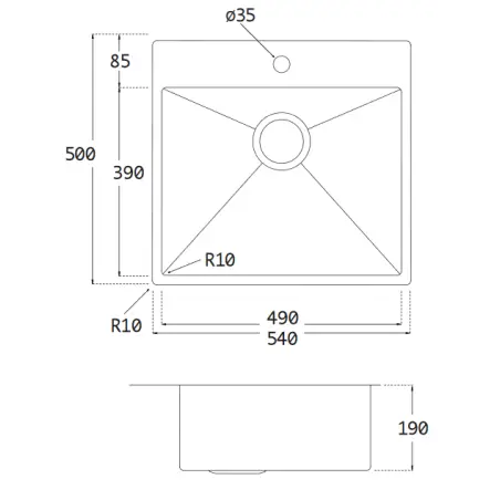 Stregtegning af Kubus 540 guld/messing