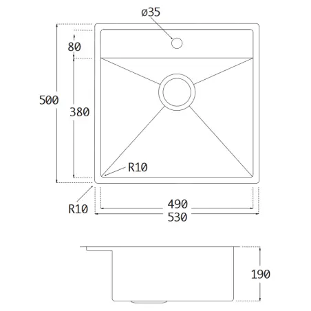 Stregtegning af Kubus 520 soft rustfri stål