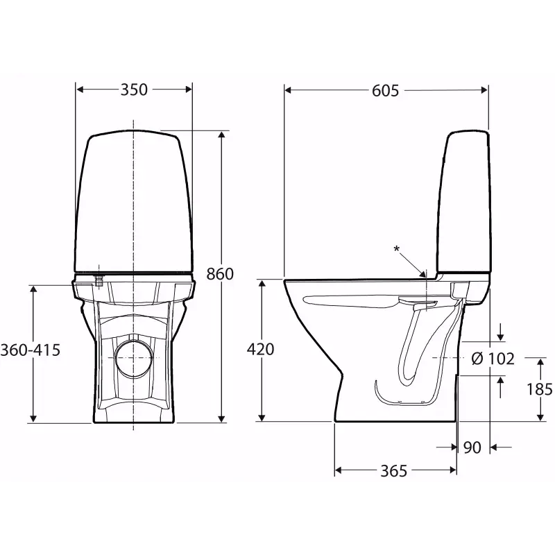 Ifø Sign 6832 toilet kort model - m/P-lås & Clean glasur