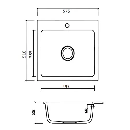 Lavabo Mera 57 - 57,5 x 51 x 20 cm - Hvid keramik / guld