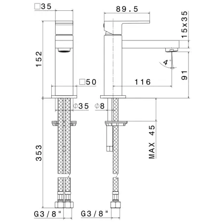 Cassøe Newform ERGO-Q håndvaskarmatur, u/bundventil - Mat sort
