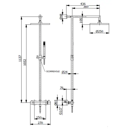 Cassøe LAGO LA93 komplet brusesystem - Sort