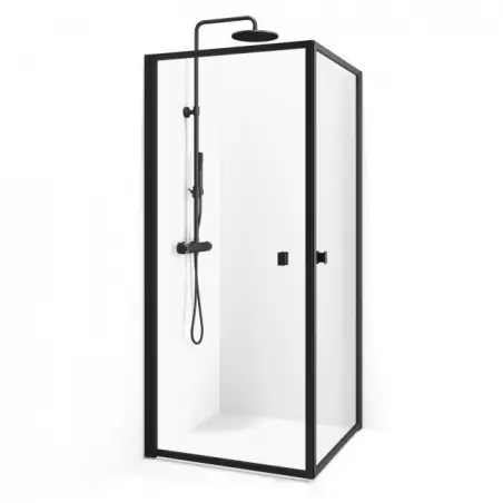 Cassøe New York hjørneløsning dør/dør 98,5 x 98,5 cm, med sort ramme