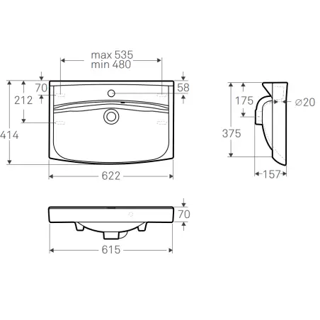 Ifø Sense Compact møbelpakke 60 x 36,6 cm, m/Sense håndvask