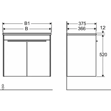 Ifø Sense Compact møbelpakke 90 x 36,6 cm, m/Sense håndvask & låger