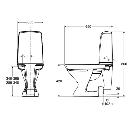 Ifø Spira 6270 Gulvstående toilet - m/S-lås, 4/2 liter