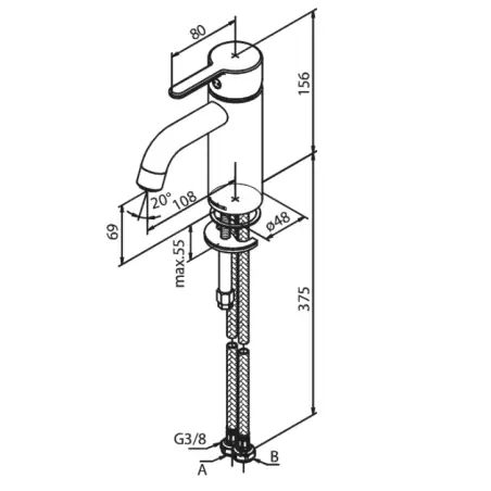 Damixa Silhouet håndvaskarmatur, small, u/bundventil - børstet messing
