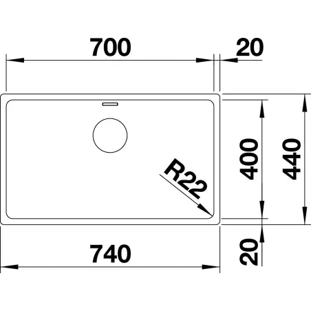 Blanco Andano 700-U, 74 x 44 cm, køkkenvask i rustfrit stål