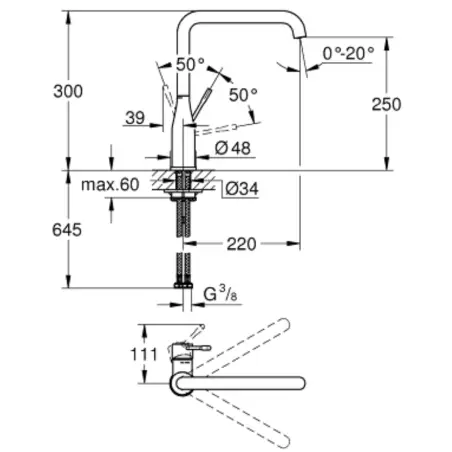 Grohe Essence køkkenarmatur - hard graphite - U-tud