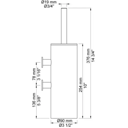Vola T33 - 19 væghængt toiletbørste - poleret messing natur
