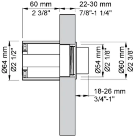 Vola A83-19 pneumatisk trykknap - poleret messing natur