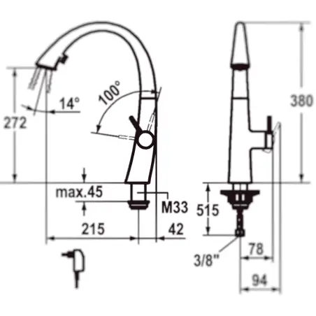 KWC ZOE køkkenarmatur uden lys i tuden - Rustfrit stål