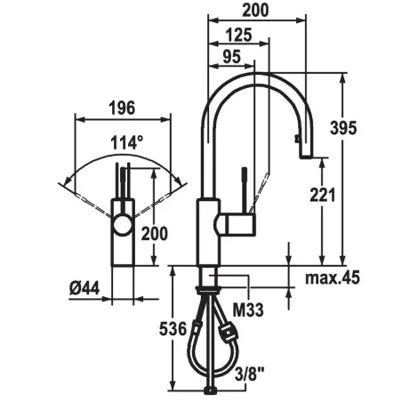 KWC ONO køkkenarmatur med udtrækstud - rustfrit stål