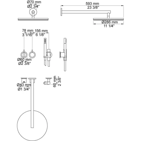 Vola 2471-061 - 17 indbygningsarmatur i blank sort