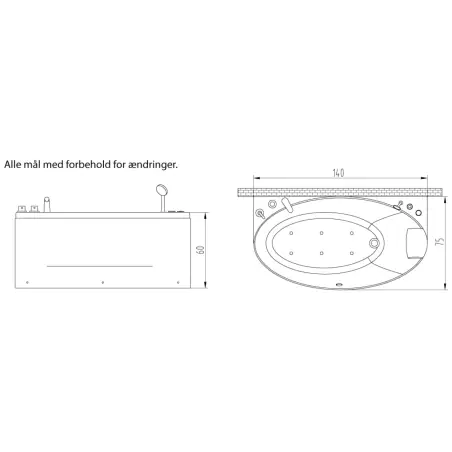 TopDesign spabad 140x75 - 1 personers