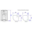 TopDesign Brusekabine m/massage 5mm, tonet/sort buet glas - 90x90x200cm