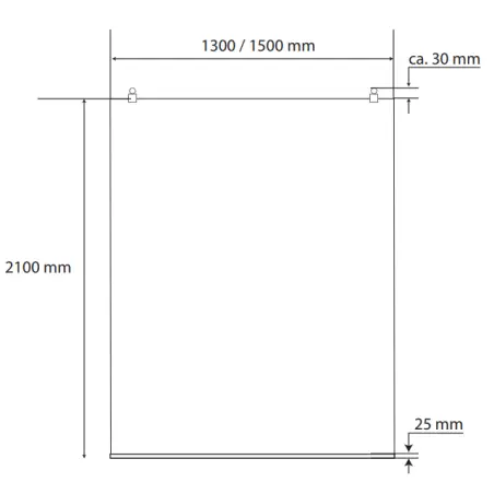 TopDesign Brusevæg 10mm, klar glas - 130x210cm - Nanobehandlet