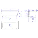 TopDesign fritstående firkantet stenbadekar 159 X 76 cm