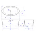 TopDesign fritstående ovalt stenbadekar 160 X 88 cm