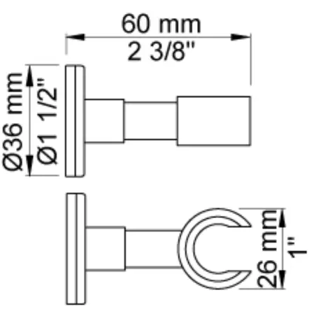 Vola T8 - 27 håndbruserholder lav montage - mat sort