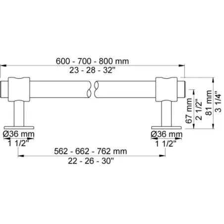 Vola T19/700 - 27 håndklædestang i 70 cm - mat sort