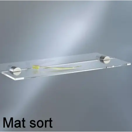 Vola T25G - 27 spejlhylde med glas hylde - mat sort