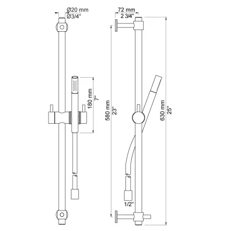 Vola T34 - 17 brusesæt- blank sort