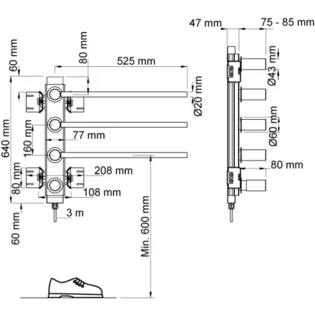 Vola T39EL/12 - 28 håndklæderadiator med 12 tværstænger- mat hvid