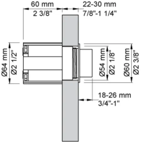 Vola A83-28 2-skyls pneumatisk trykknap i mat hvid