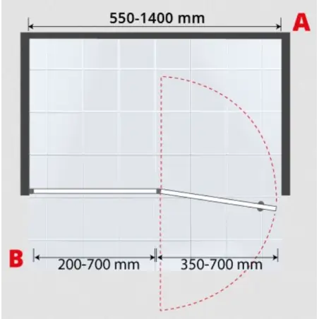 Nicheløsning dør på væg 8 mm, B: op til 1400 x H: max 2000mm - på specialmål