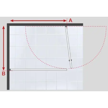 Hjørneløsning væg + dør 8 mm, B: max 900 x 1000 x H: max 2000mm - på specialmål