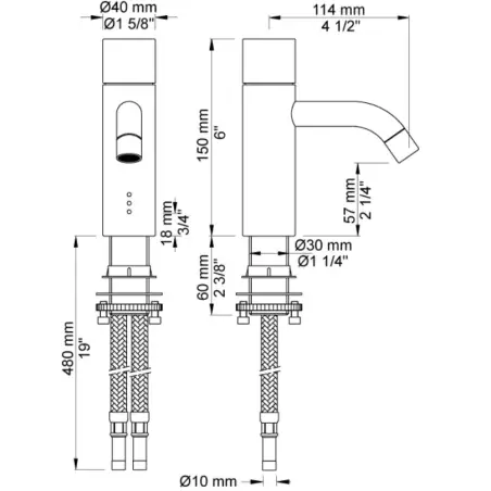 Vola HV1EN - 19 Berøringsfrit armatur til netadapter - poleret natur messing