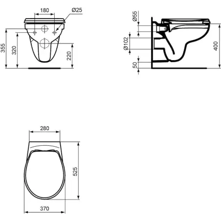 Ideal standard Børma Eurovit væghængt toilet inkl. sæde med softclose