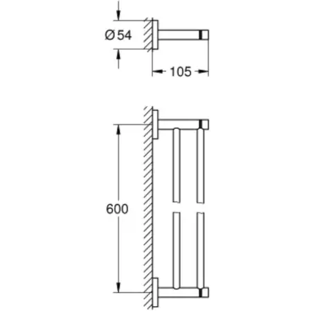Grohe Essentials dobbelt håndklædestang, 60 cm - Børstet hard graphite