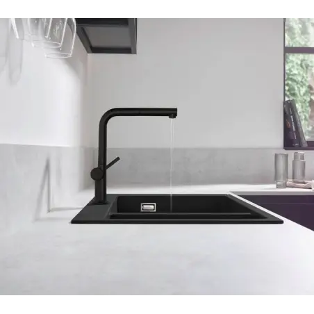 Hansgrohe Talis M54, 1-grebs køkkenarmatur 270 m/udtræk, L-tud, 1jet - Mat sort