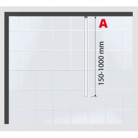 brusevæg løsning fast væg, 8 mm, B: 150-1000 H: max 2000mm - på specialmål