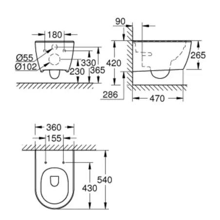 Grohe Essence væghængt toilet, rimless - hvid